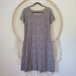 Vintage Fresh Produce Sadie Dress Brown Tan Stencil Design Granola Girl Size S